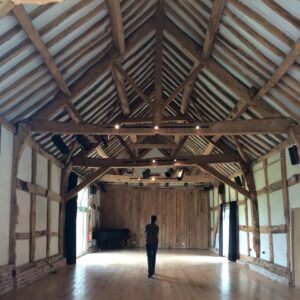 In the Great Barn at Hellens