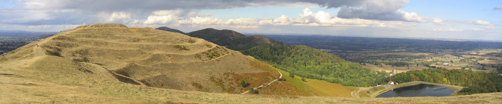 Malvern Hills showing British Camp and reservoir